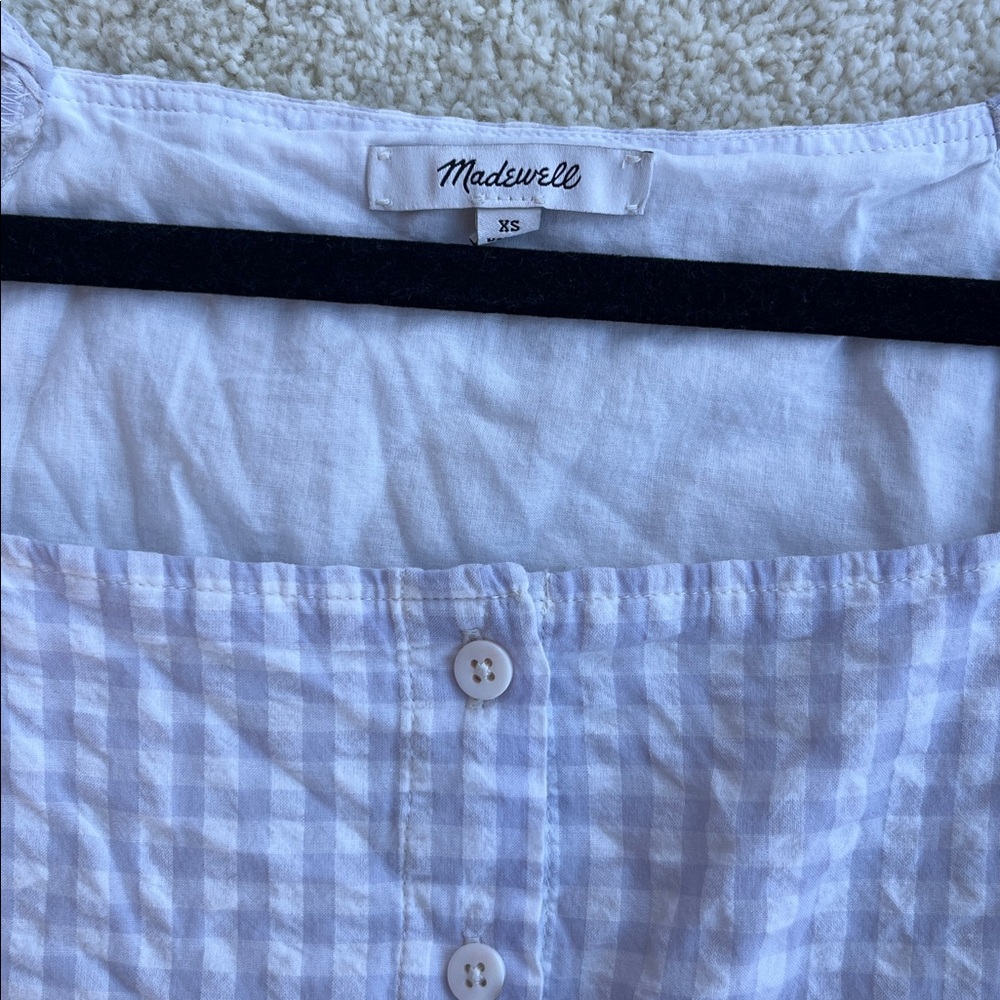 Madewell Patchwork Gingham Button-Front Tiered Mi… - image 7